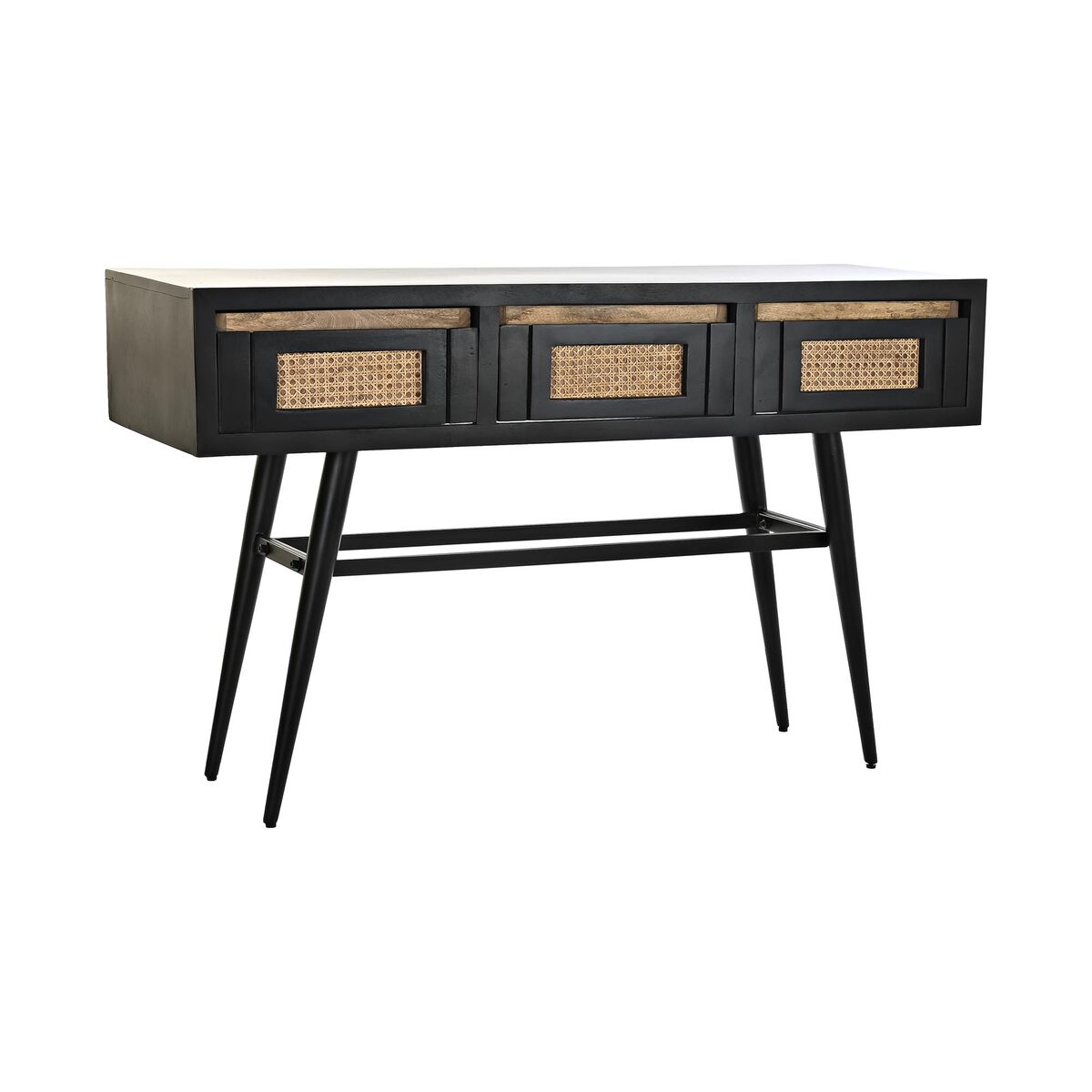 Konsol DKD Home Decor Naturell Svart Rattan Mangoträ (125 x 40 x 76 cm) - 6