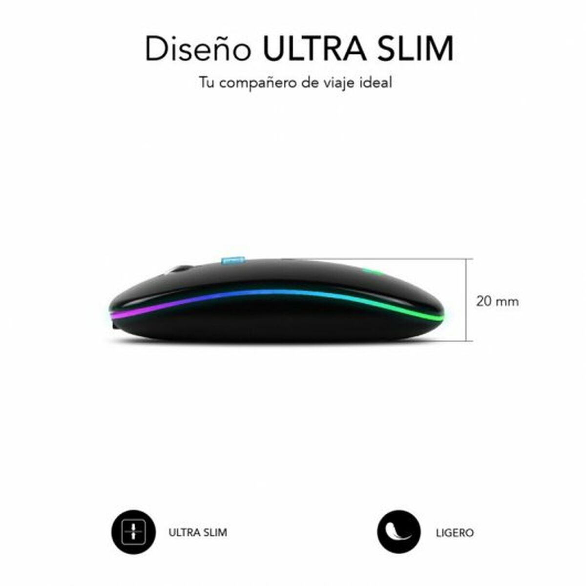 Mus Subblim SUBMO-LDFLAT1 Svart 1600 dpi - 5