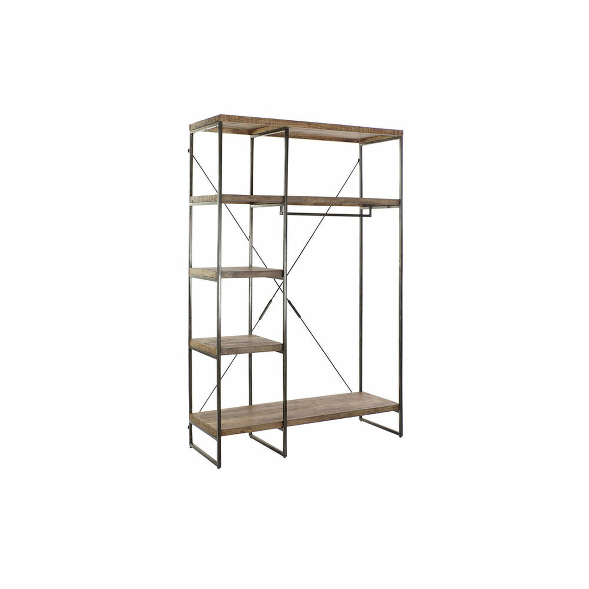 Garderob DKD Home Decor Brun Svart Metall Mangoträ 130 x 47 x 205 cm
