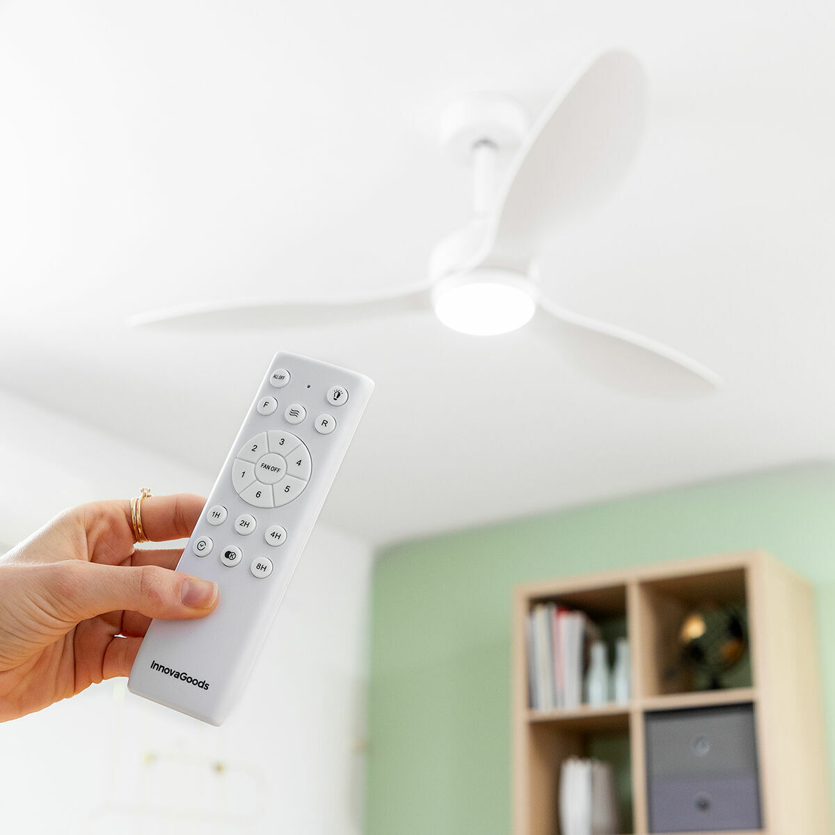Takfläkt med belysning Flaled InnovaGoods Vit 36 W 52" Ø132 cm (Renoverade A) - 3