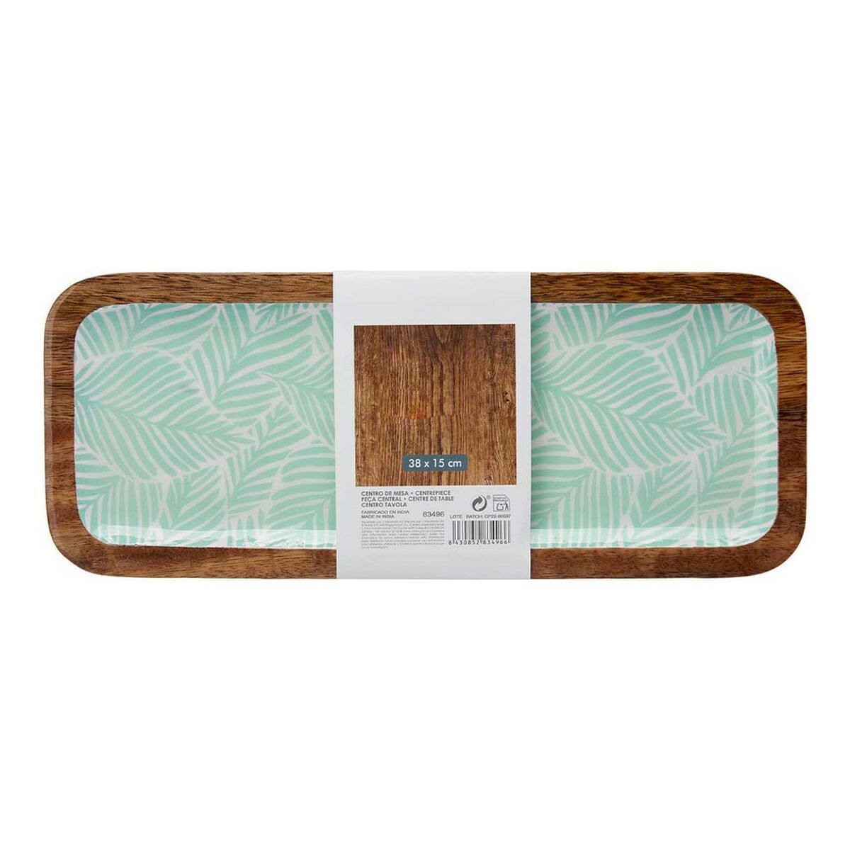 Bordsdekoration Gift Decor Vit Brun Grön Harts Mangoträ 38 x 15 cm Löv av en växt - 3