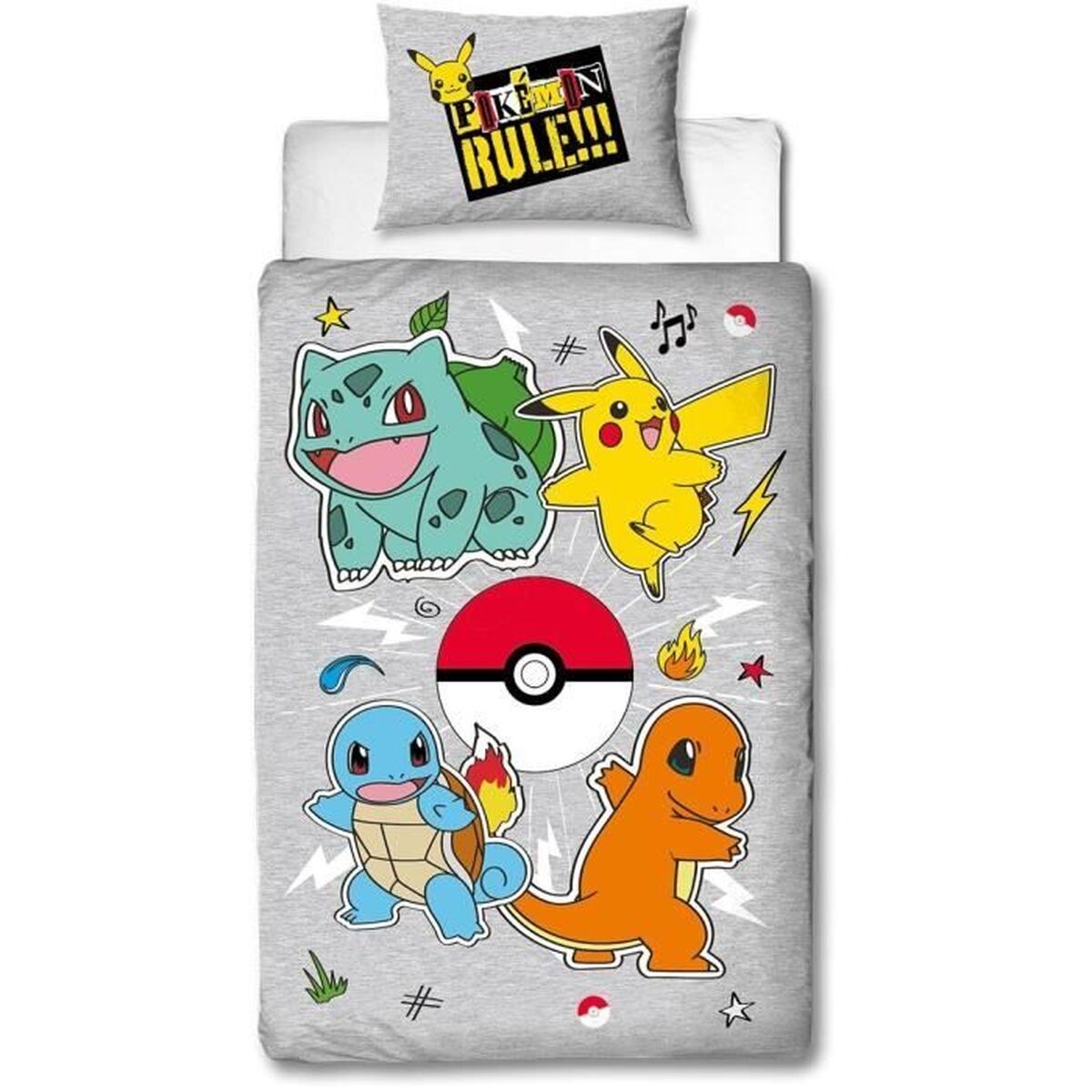 Täckslagsset Pokémon Grå Säng 140 2 Delar - 2