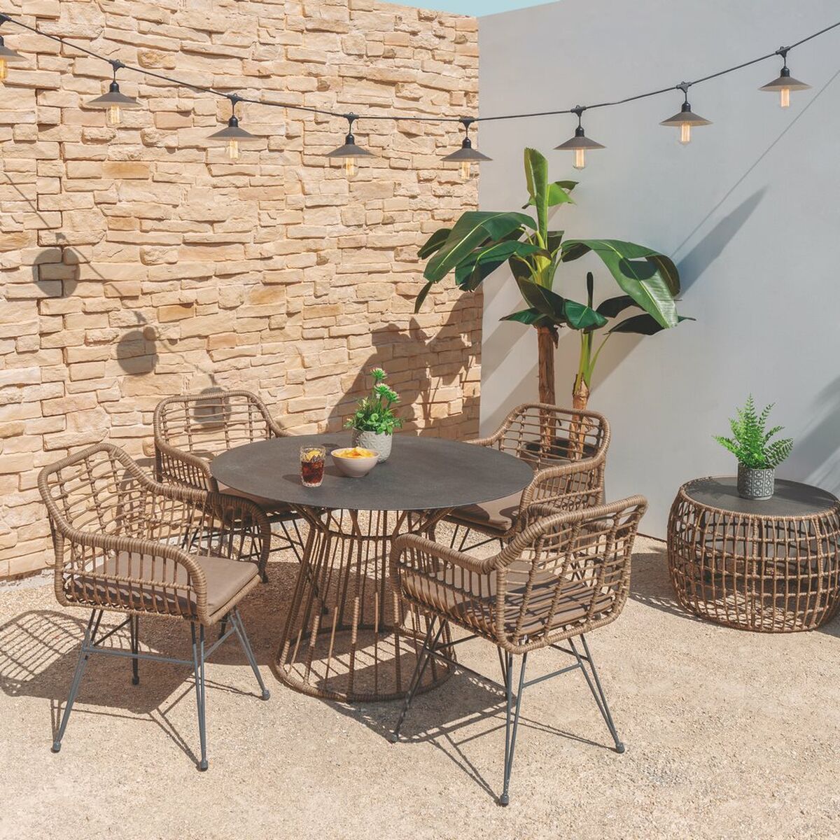 Kerti szék Ariki 57 x 62 x 80 cm syntetisk rattan Stål Grafit - 4
