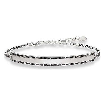 Unisexarmband Thomas Sabo LBA0009-643-11 Silvrig Svart 19 cm 15-18 cm