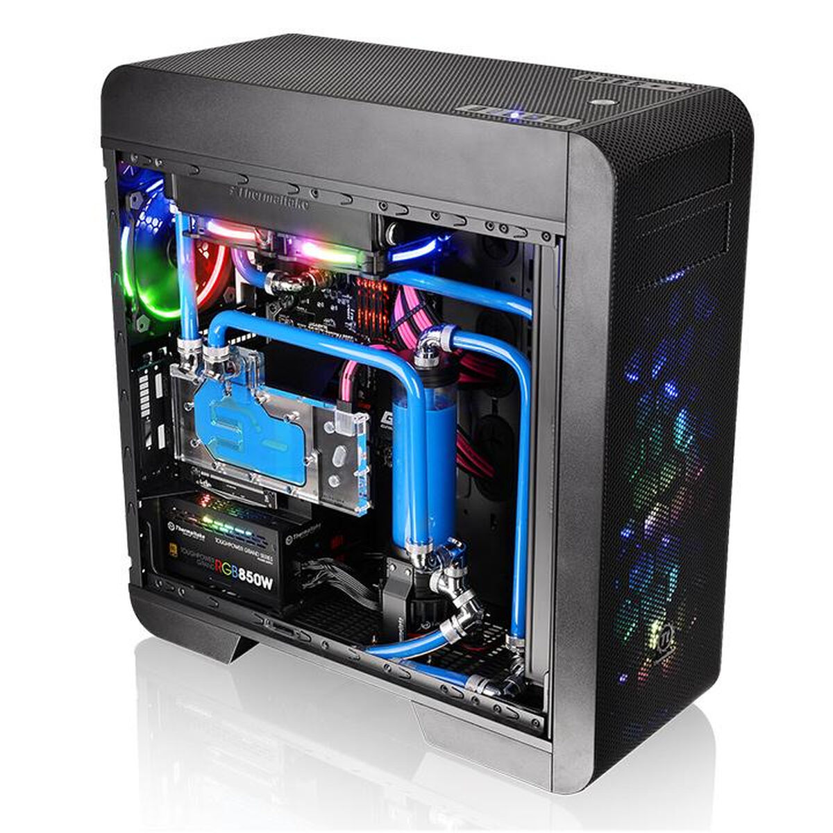 ATX Semitorn THERMALTAKE Core V71 Tempered Glass Edition Blå Svart - 2