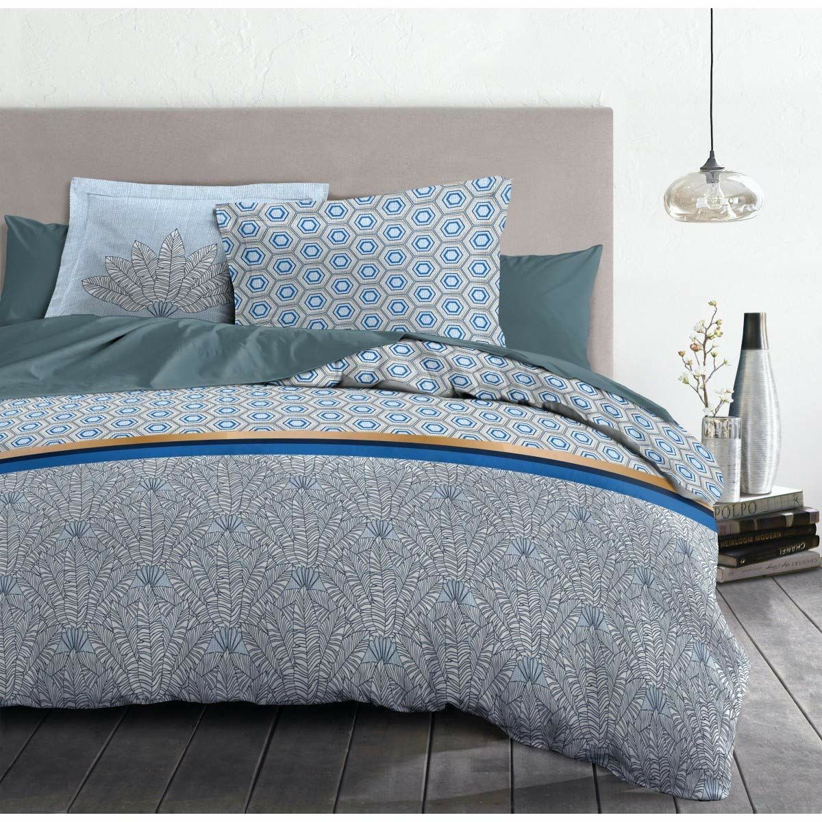 Täckslagsset HOME LINGE PASSION Blå Vit Dubbelsäng 240 x 260 cm - 3