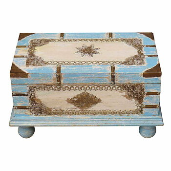 Koffert Alexandra House Living Blå Mangoträ 28 x 27 x 50 cm Traditionell stil