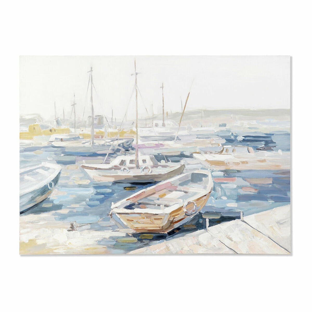 Kanvas DKD Home Decor Blå Båt Medelhavs 120 x 4 x 90 cm 120 x 3,8 x 90 cm