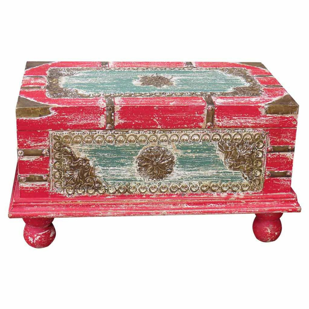 Koffert Alexandra House Living Röd Mangoträ 28 x 27 x 50 cm Traditionell stil