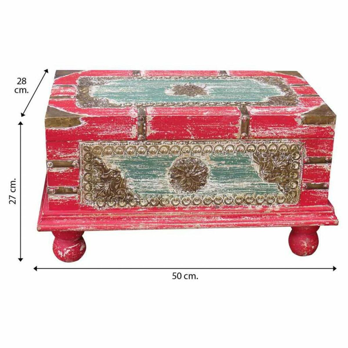 Koffert Alexandra House Living Röd Mangoträ 28 x 27 x 50 cm Traditionell stil - 5
