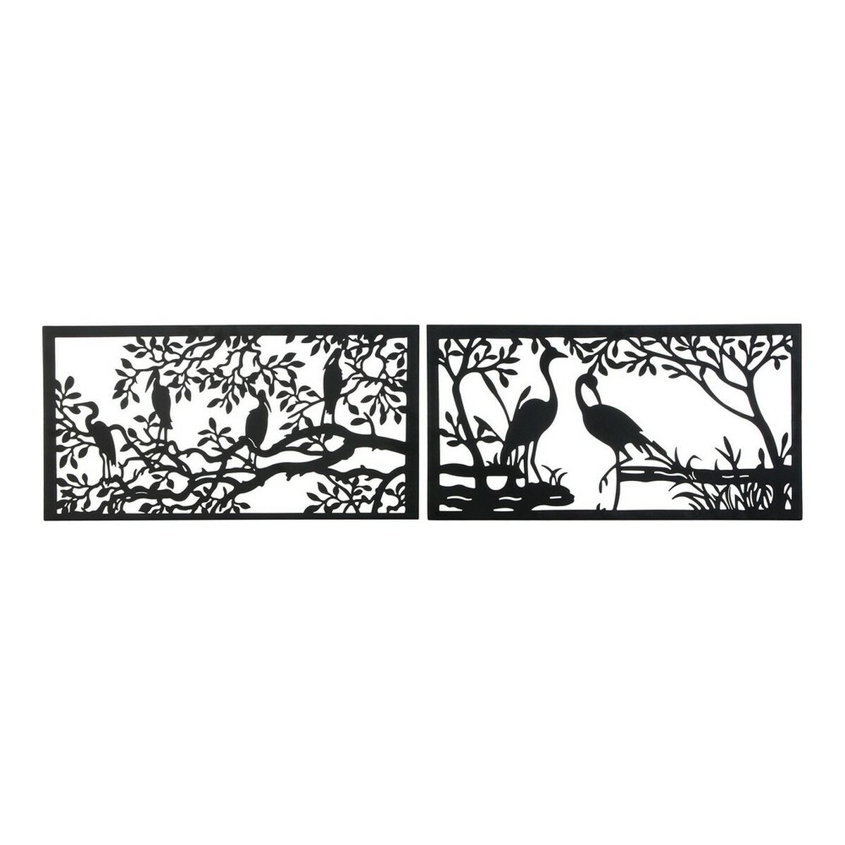 Prydnadsfigur DKD Home Decor 96 x 1 x 50 cm Svart Fåglar (2 antal) - 4