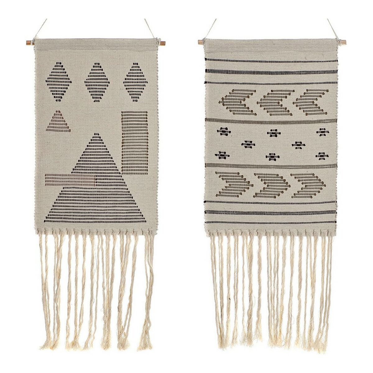 Hängdekoration DKD Home Decor Etnisk Svart Kräm Geometrisk Boho 46 x 1 x 64 cm (2 antal) - 9