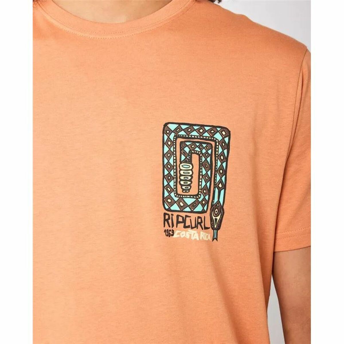 T-shirt med kortärm Herr Rip Curl Desti Animals Orange - 4