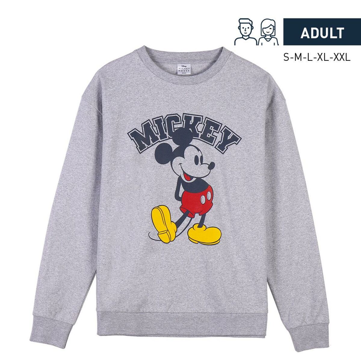 Tröja utan huva Unisex Mickey Mouse Grå - 7