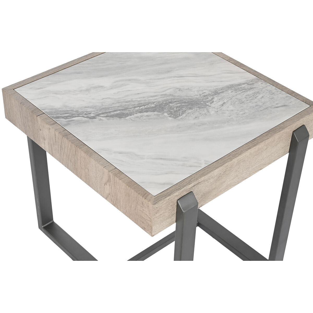 Sidobord Home ESPRIT Vit Grå Naturell Metall 50 x 50 x 50 cm - 4