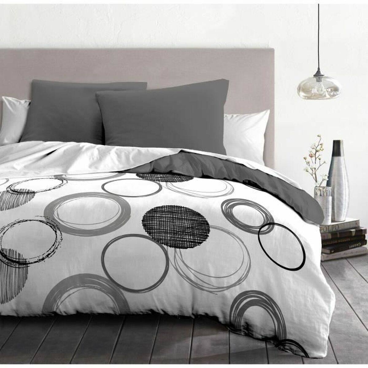 Täckslagsset HOME LINGE PASSION Audace Grå Ljusgrå 240 x 260 cm - 2