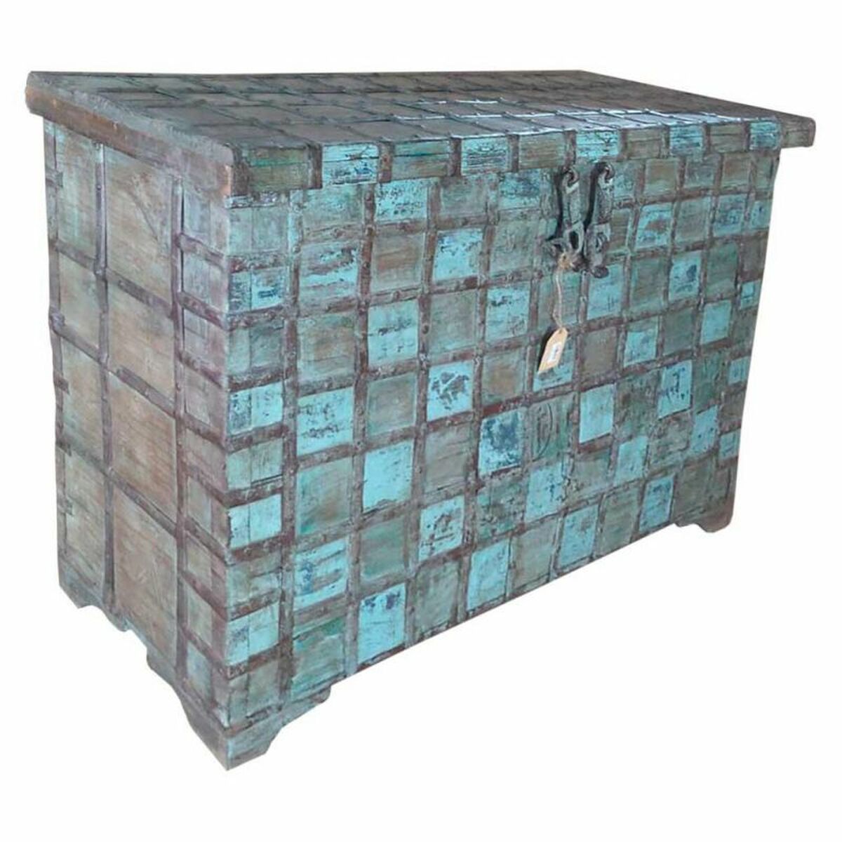 Koffert Alexandra House Living Blå Järn Akaciaträ Mangoträ 46 x 86 x 130 cm - 3