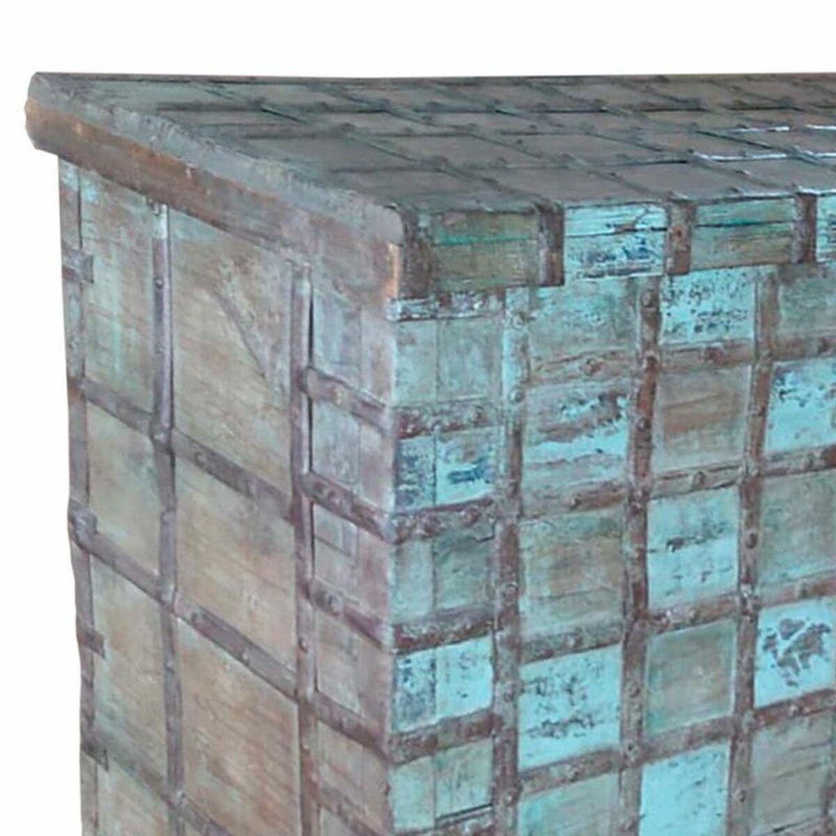 Koffert Alexandra House Living Blå Järn Akaciaträ Mangoträ 46 x 86 x 130 cm - 5