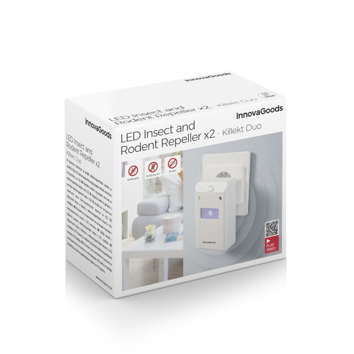 Skadedjursavskräckare med ultraljud med LED Killekt Duo InnovaGoods 2 antal - 8