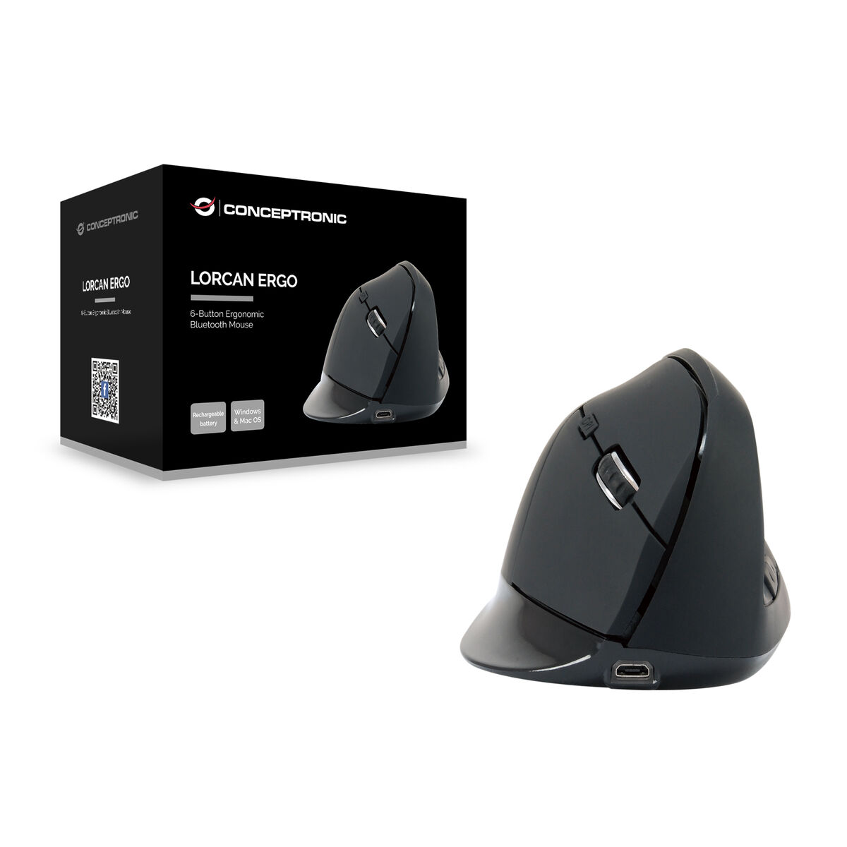 Optisk Mus Ergonomisk Conceptronic LORCAN03B Svart - 2