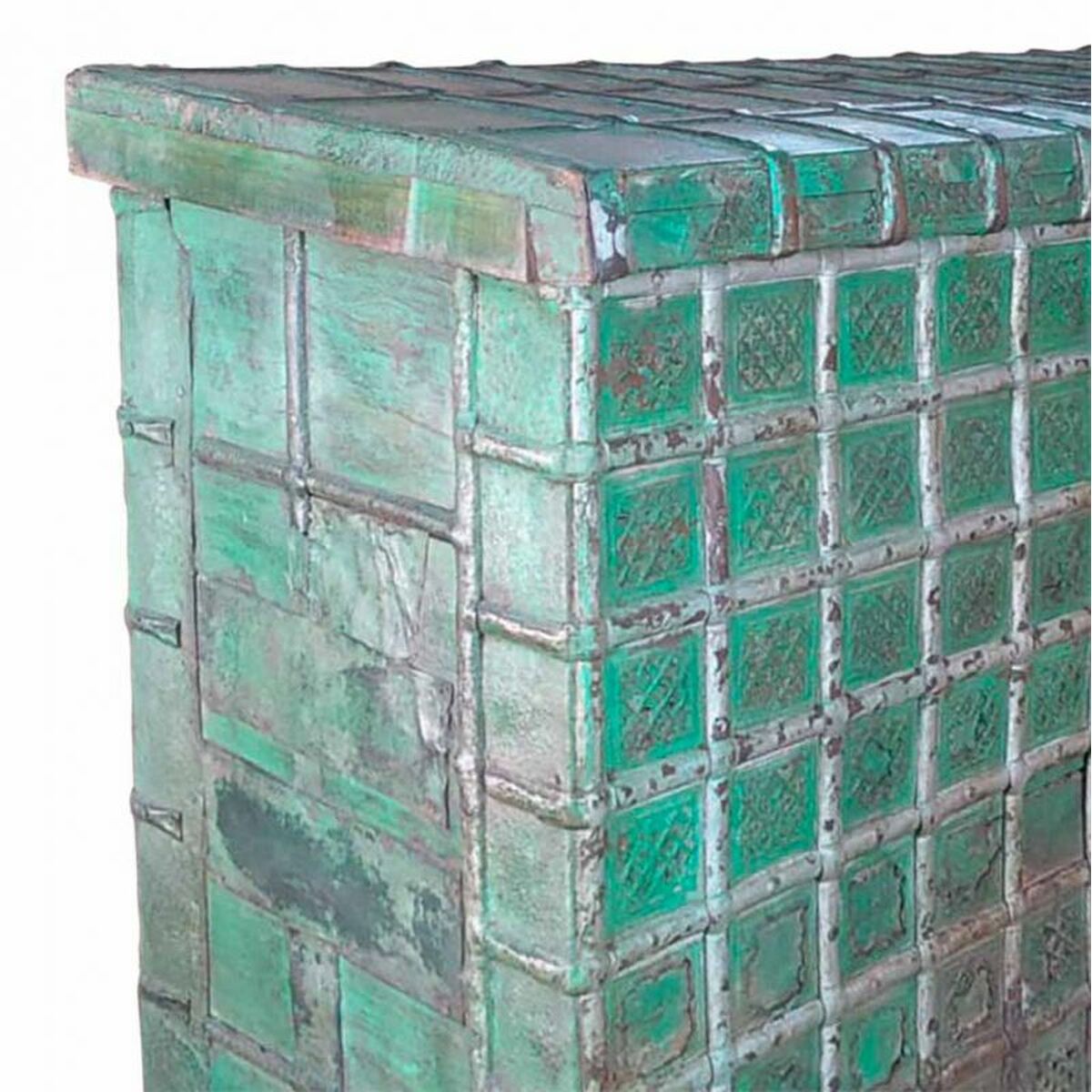 Koffert Alexandra House Living Grön Järn Akaciaträ Mangoträ 43 x 79 x 135 cm - 5