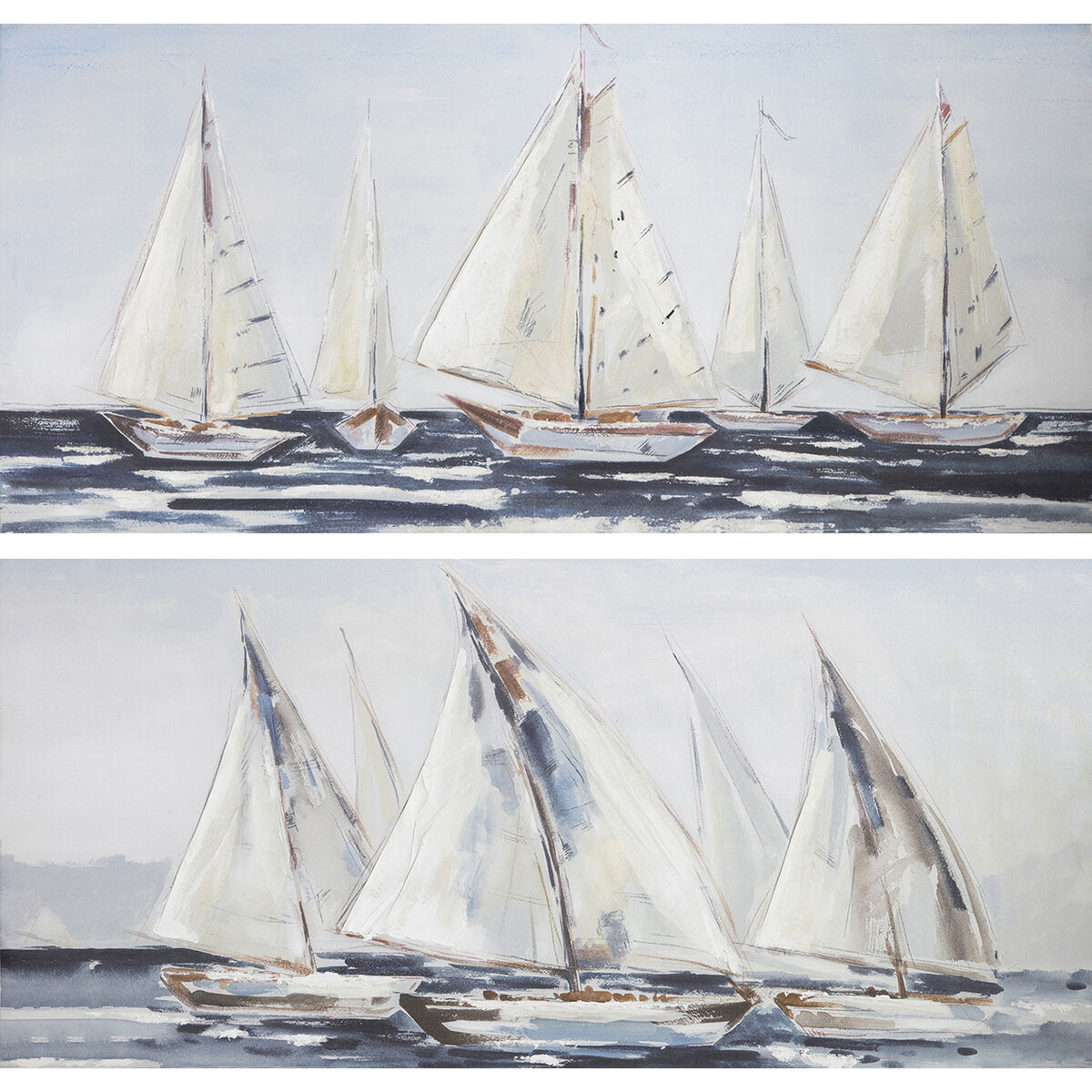 Tavla DKD Home Decor Segelbåtar Medelhavs 150 x 3,5 x 70 cm 150 x 2 x 70 cm (2 antal)