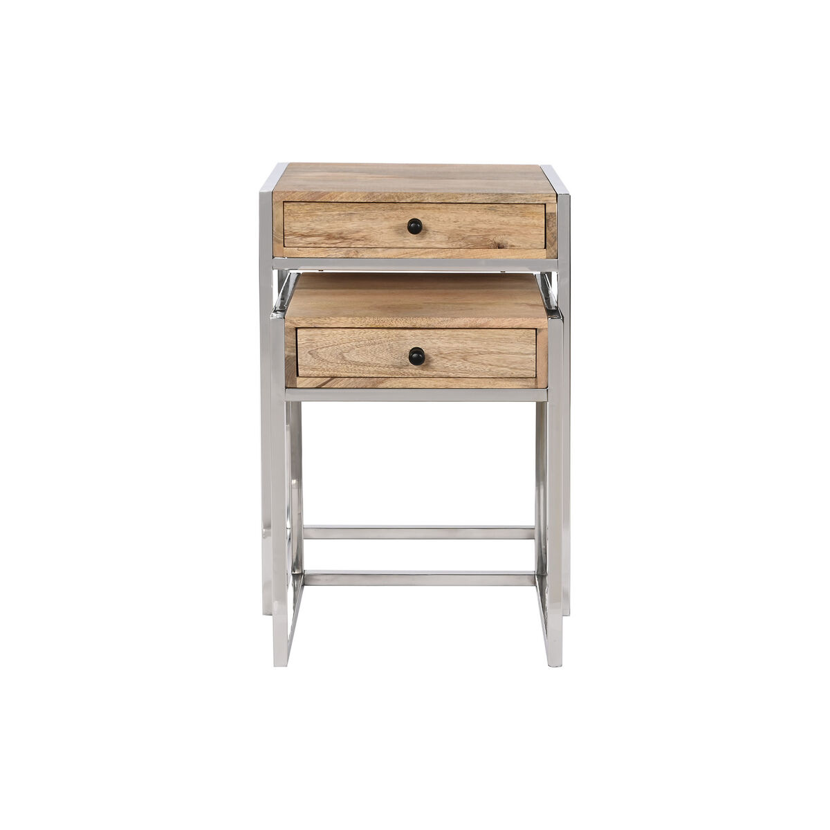 2-bordsset Home ESPRIT Brun Silvrig Naturell Stål Mangoträ 45,5 x 41 x 66,5 cm - 3