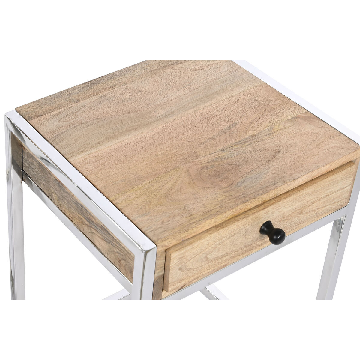 2-bordsset Home ESPRIT Brun Silvrig Naturell Stål Mangoträ 45,5 x 41 x 66,5 cm - 5