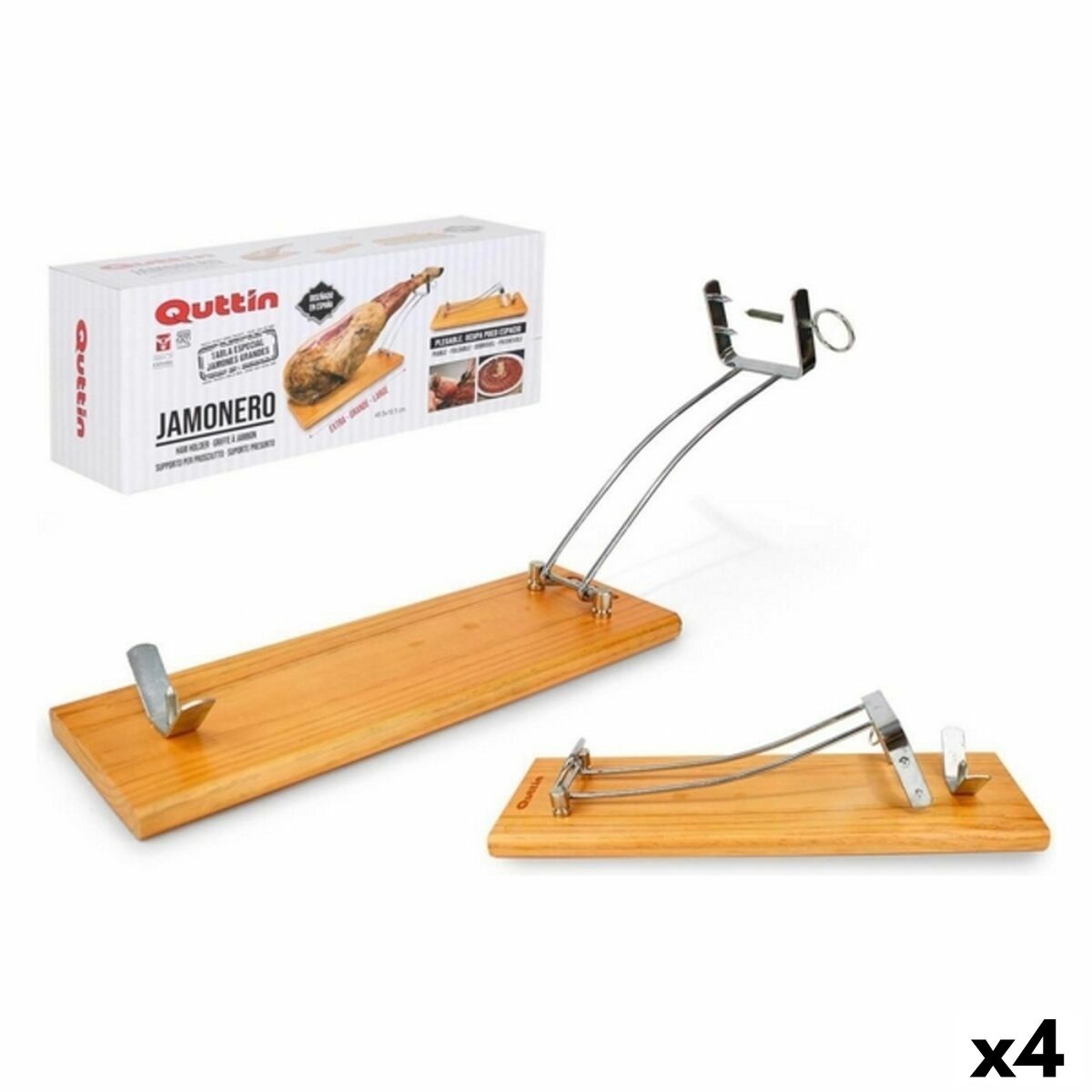 Hopvikbar skinkhållare Quttin (48,5 x 16,5 x 2,3cm) Trä 48,5 x 16,5 x 2,3 cm (4 antal) - 3