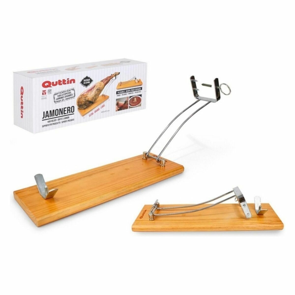 Hopvikbar skinkhållare Quttin (48,5 x 16,5 x 2,3cm) Trä 48,5 x 16,5 x 2,3 cm (4 antal) - 4