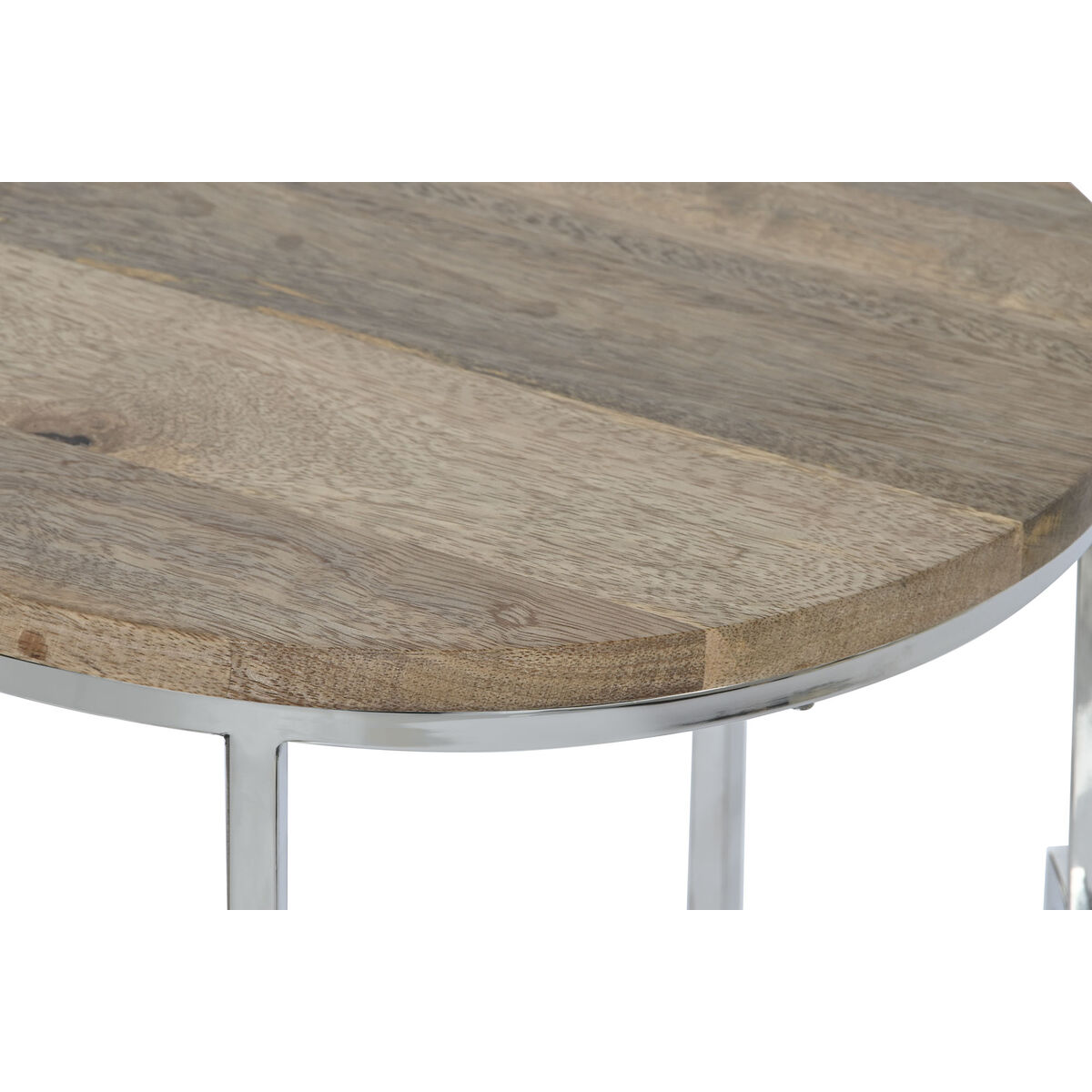 3-bordsset Home ESPRIT Brun Silvrig Naturell Stål Mangoträ 49,5 x 49,5 x 62 cm - 4