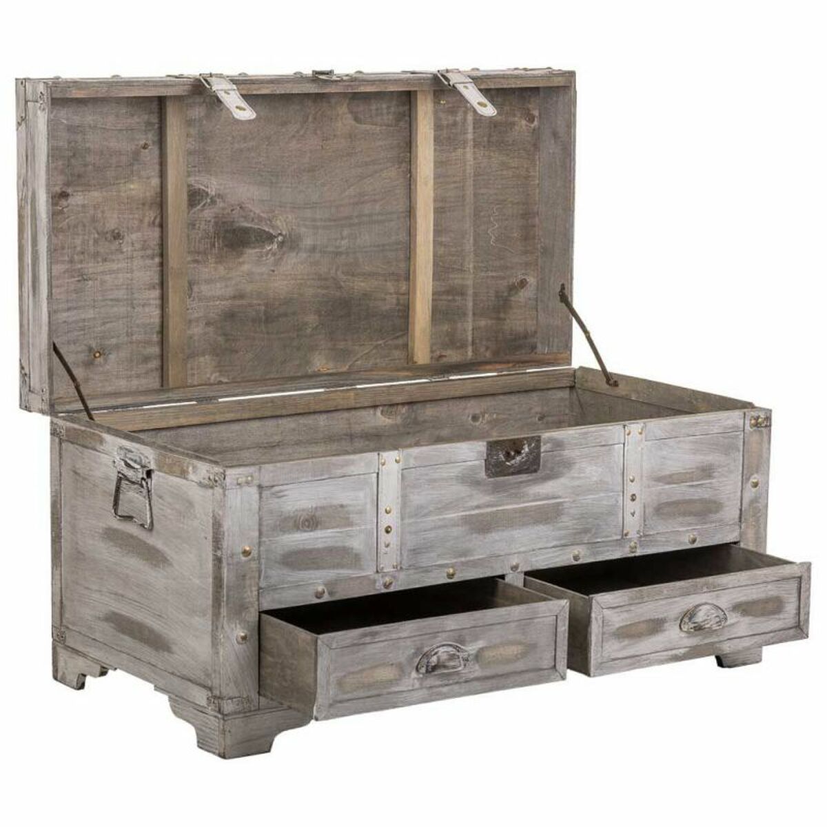 Koffert Alexandra House Living Grå PVC Trä Metall 45 x 45 x 90 cm Estilo vintage - 2