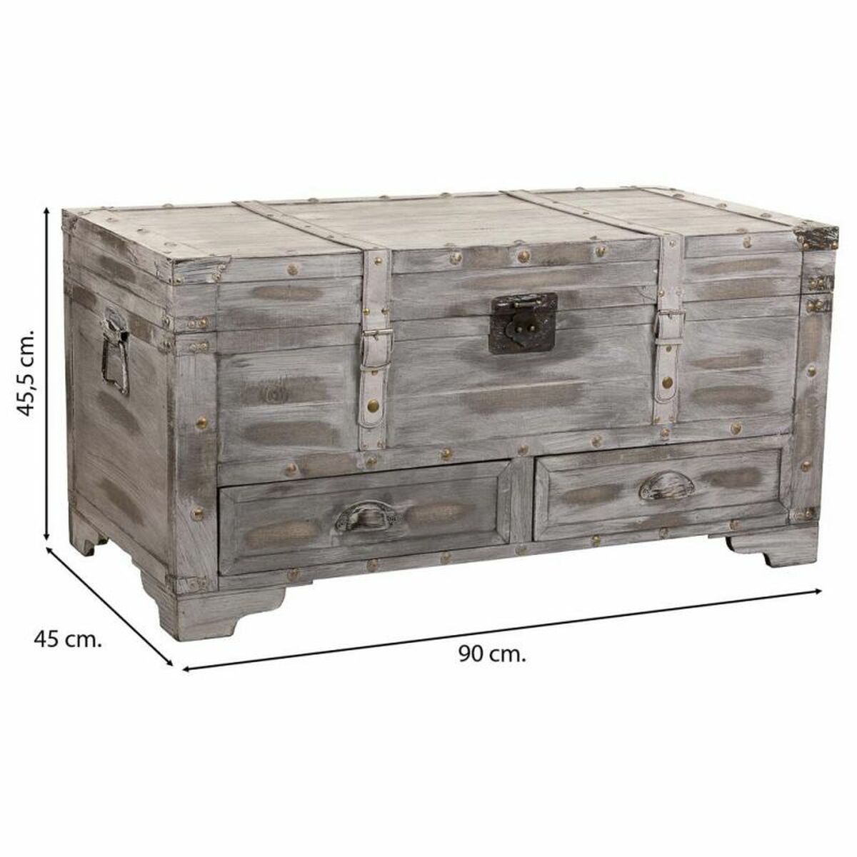 Koffert Alexandra House Living Grå PVC Trä Metall 45 x 45 x 90 cm Estilo vintage - 4