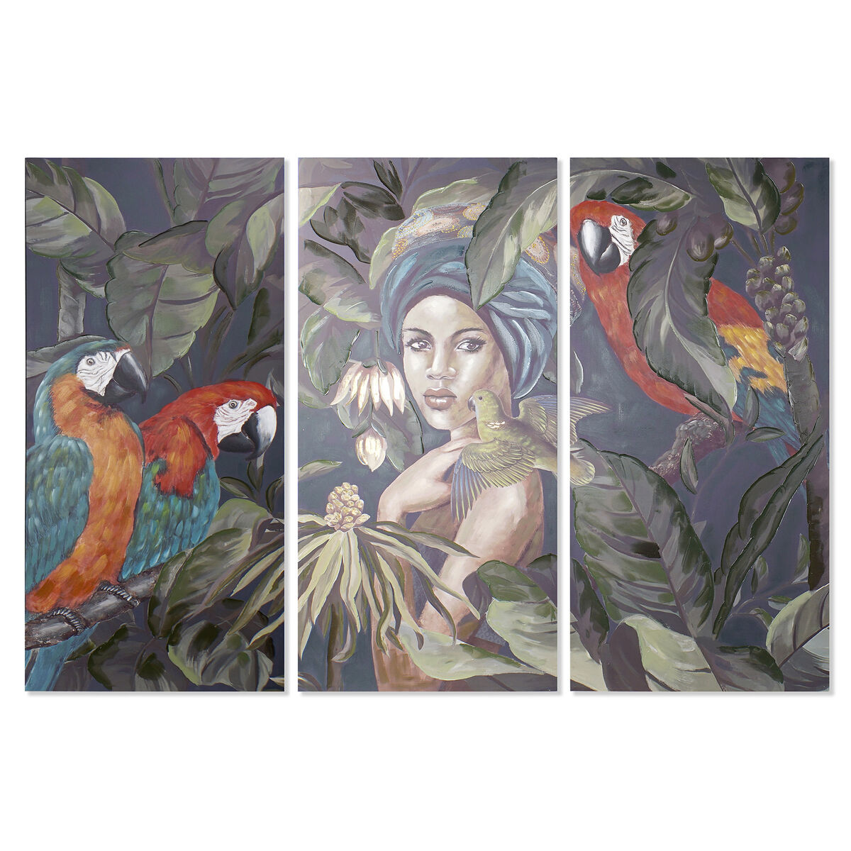 Tavla DKD Home Decor 90 x 3 x 190 cm Kolonial (3 antal)