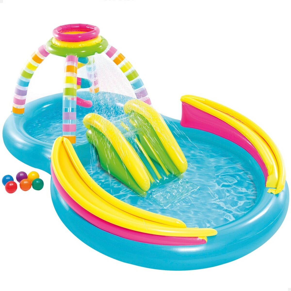 Uppblåsbar plaskpool för barn Intex Regnbåge 374 L 295 x 109 x 191 cm (2 antal) - 9