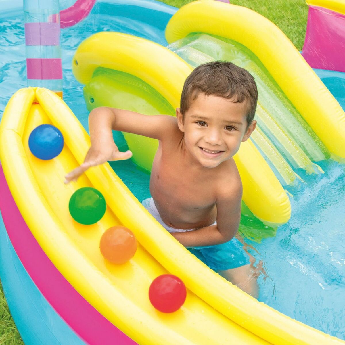 Uppblåsbar plaskpool för barn Intex Regnbåge 374 L 295 x 109 x 191 cm (2 antal) - 14