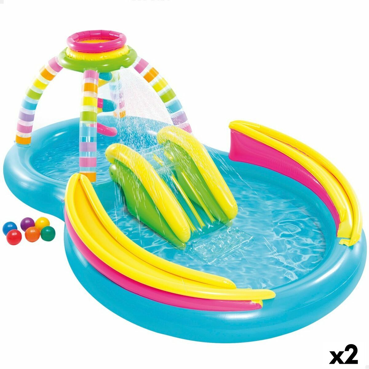 Uppblåsbar plaskpool för barn Intex Regnbåge 374 L 295 x 109 x 191 cm (2 antal) - 8