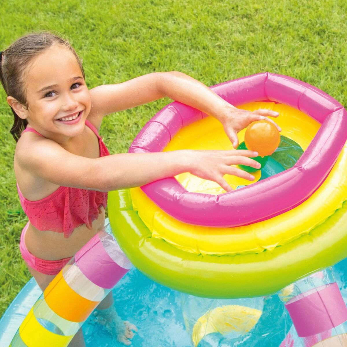 Uppblåsbar plaskpool för barn Intex Regnbåge 374 L 295 x 109 x 191 cm (2 antal) - 5