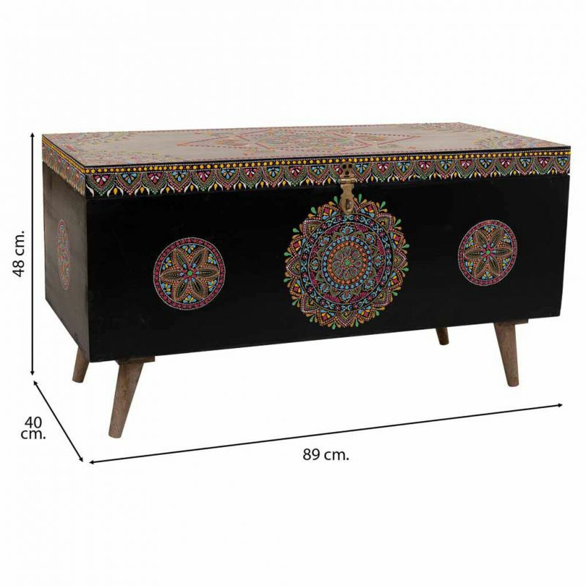 Koffert Alexandra House Living Svart Multicolour Mangoträ Trä MDF 40 x 45 x 89 cm - 5