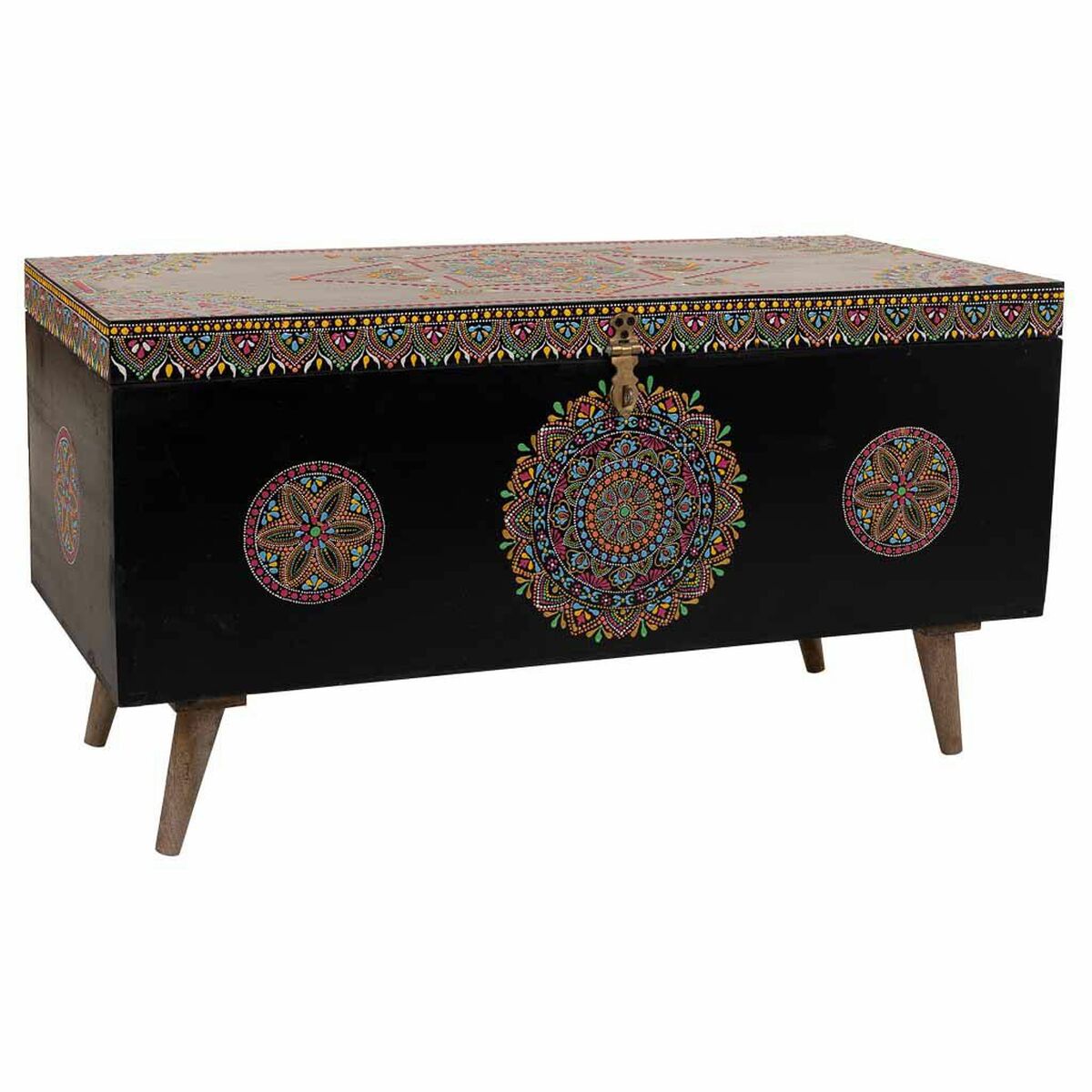 Koffert Alexandra House Living Svart Multicolour Mangoträ Trä MDF 40 x 45 x 89 cm
