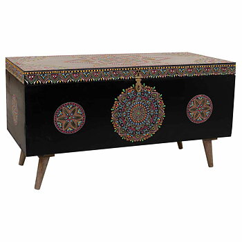 Koffert Alexandra House Living Svart Multicolour Mangoträ Trä MDF 40 x 45 x 89 cm