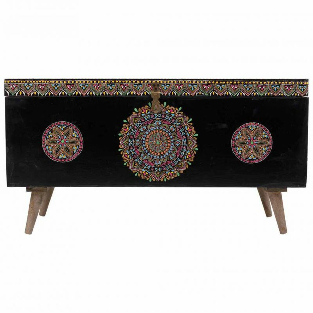 Koffert Alexandra House Living Svart Multicolour Mangoträ Trä MDF 40 x 45 x 89 cm - 4