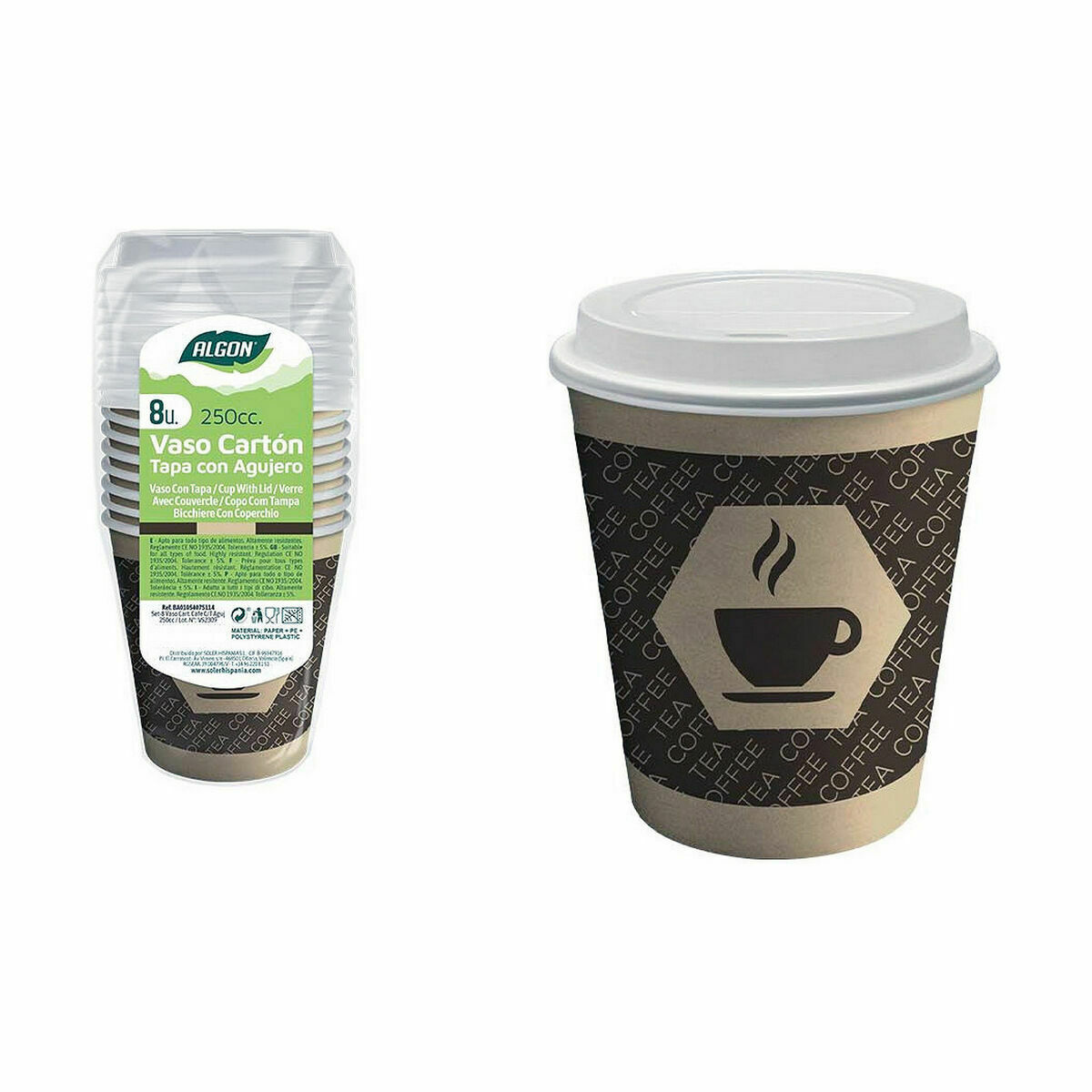Glasset Algon Papp Kaffe/ Café 8 Delar 250 ml (36 antal) - 2