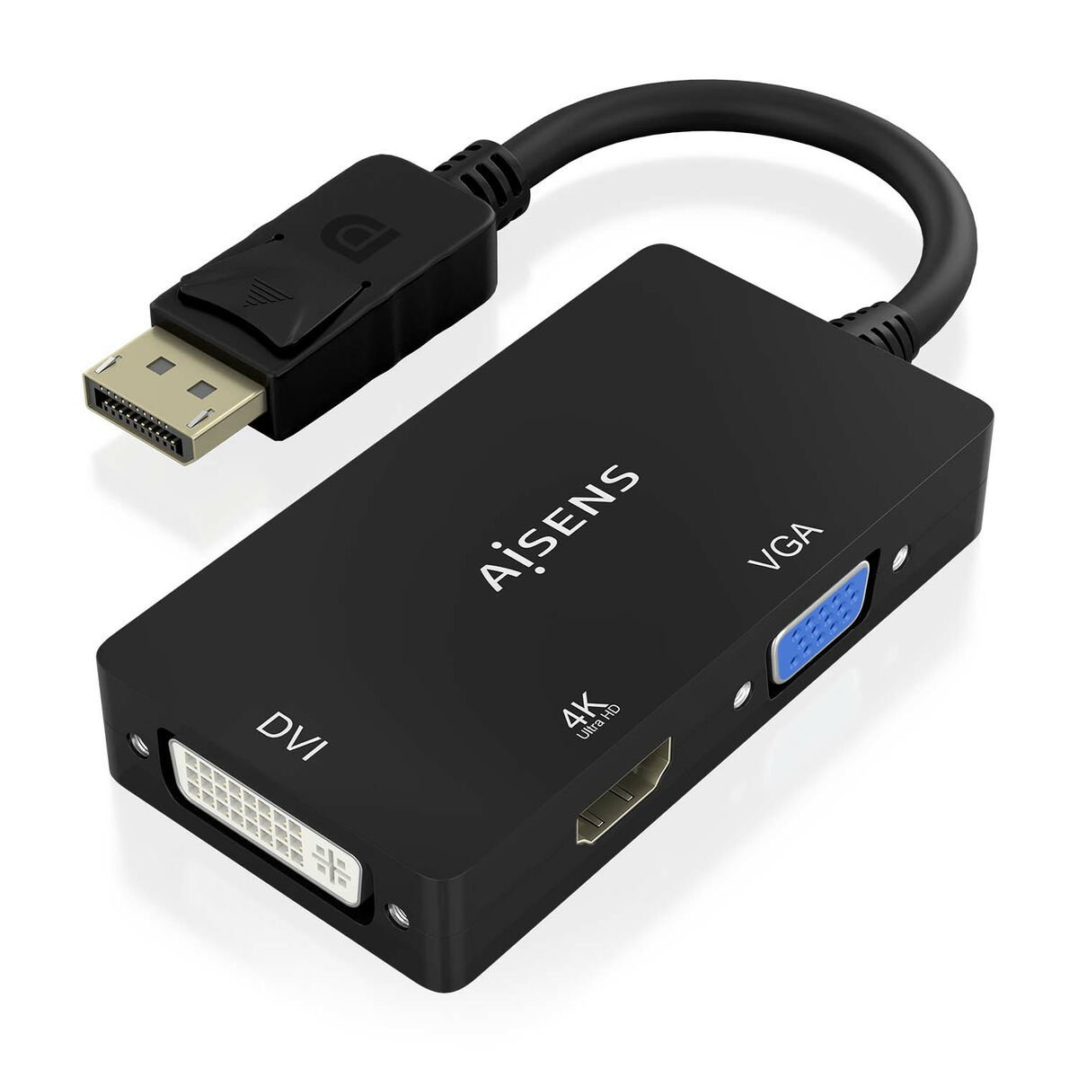 DisplayPort till VGA/ HDMI/ DVI-D Adapter Aisens A125-0861 Svart