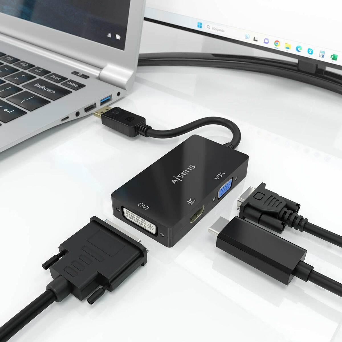 DisplayPort till VGA/ HDMI/ DVI-D Adapter Aisens A125-0861 Svart - 3