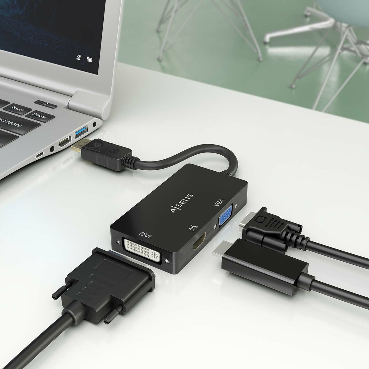 DisplayPort till VGA/ HDMI/ DVI-D Adapter Aisens A125-0861 Svart - 4