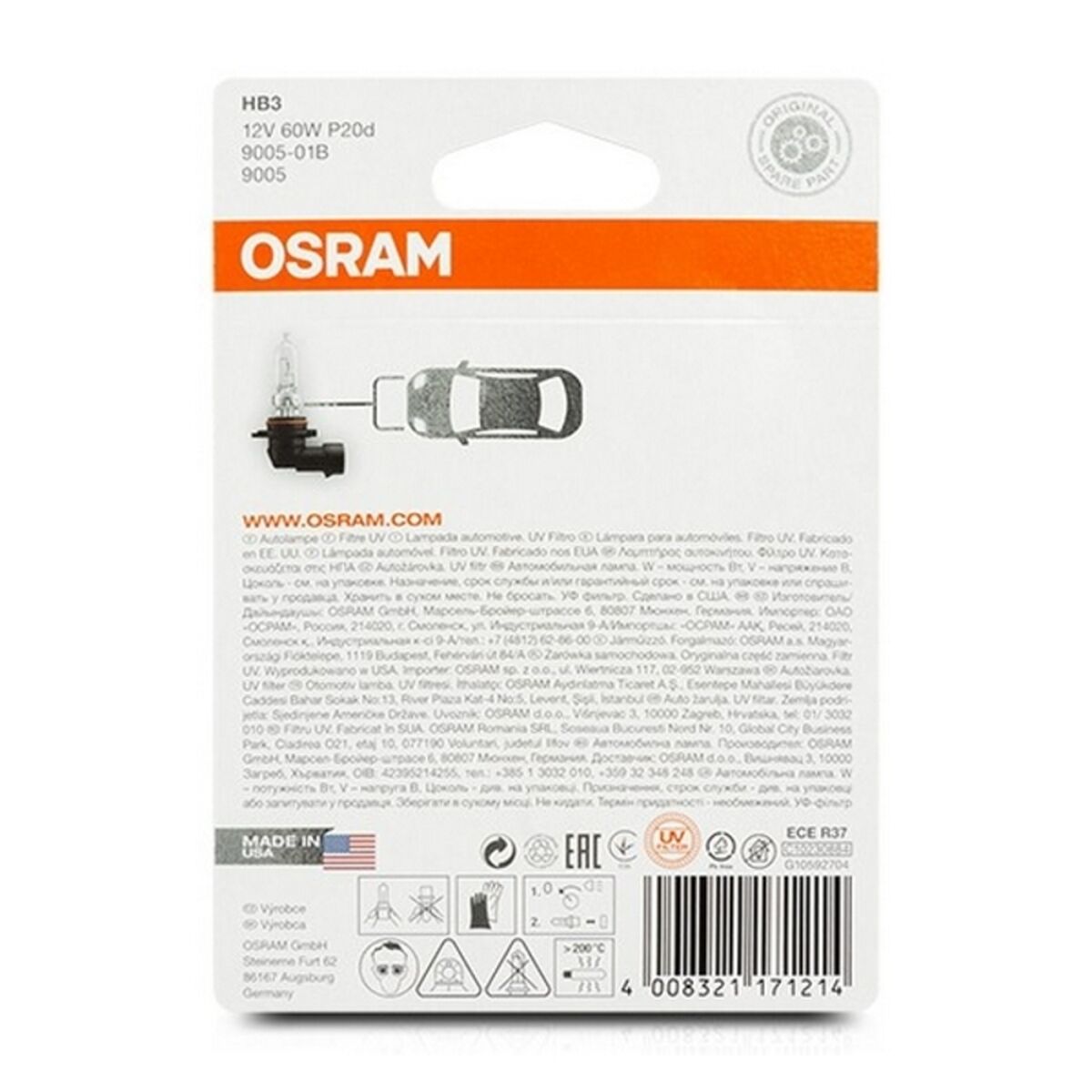 Glödlampa för bil OS9005-01B Osram OS9005-01B HB3 60W 12V - 10