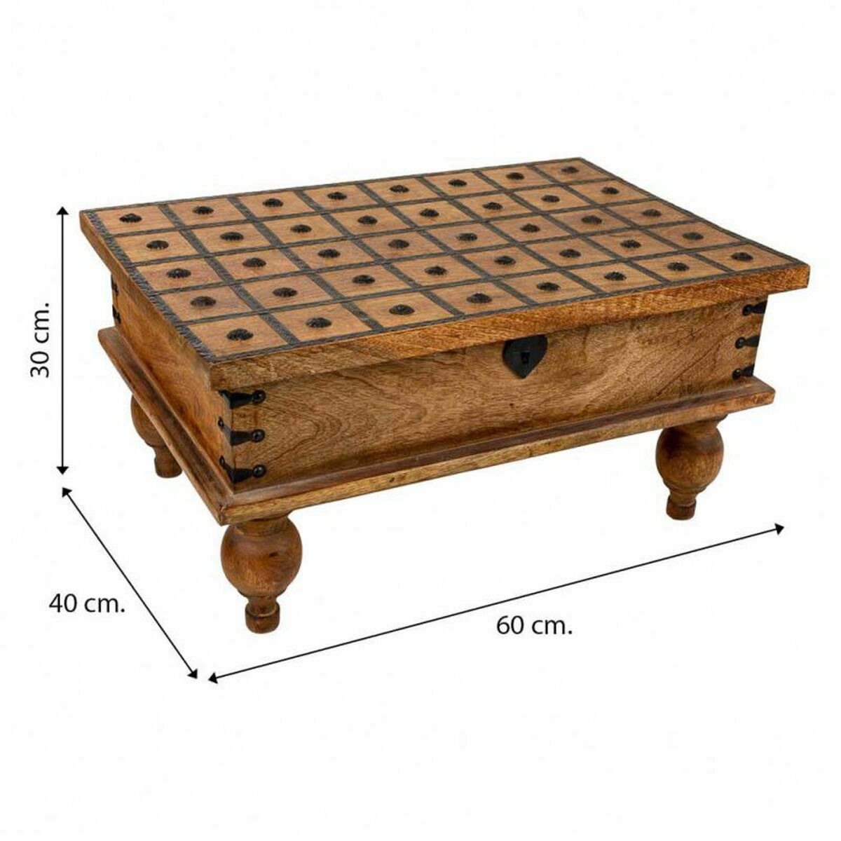 Koffert Alexandra House Living Brun Metall Mangoträ 40 x 30 x 60 cm Traditionell stil - 6