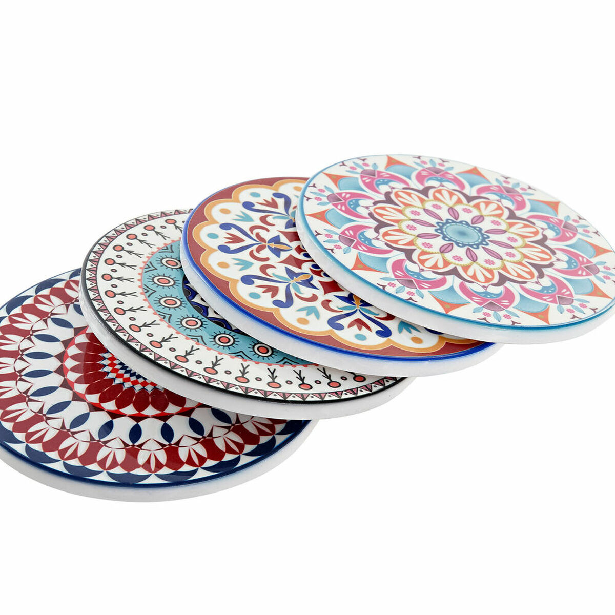 Underlägg DKD Home Decor Mandala 4 antal (10,8 x 10,8 x 0,7 cm) - 4