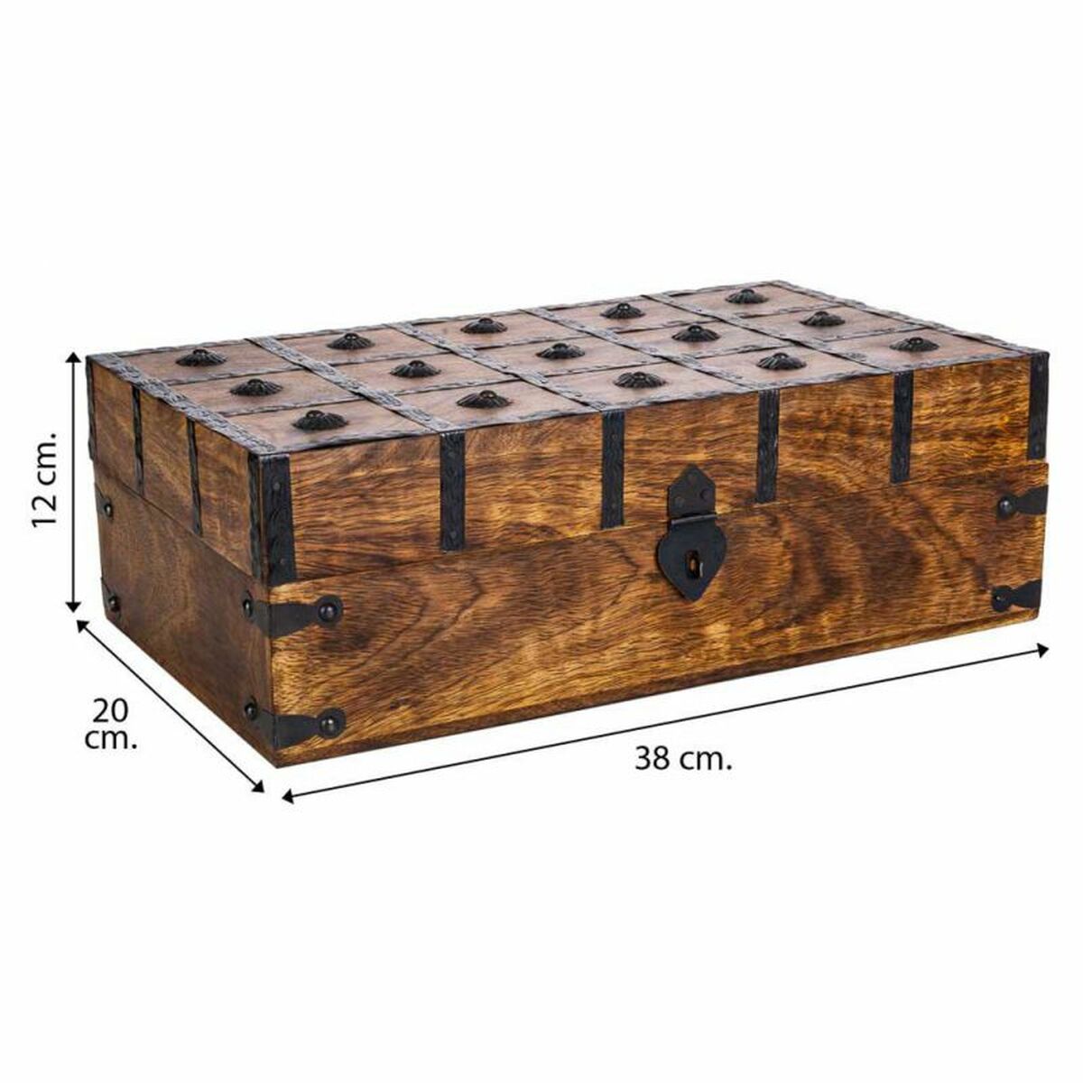 Koffert Alexandra House Living Brun Metall Mangoträ 20 x 12 x 38 cm Traditionell stil - 8